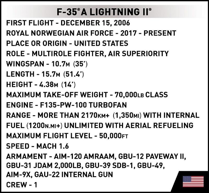 COBI Stavebnica AF F-35A Lightning II (COBI-5832)