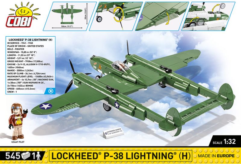 COBI Stavebnica WW2 Lockheed P-38H Lightning (COBI-5726)