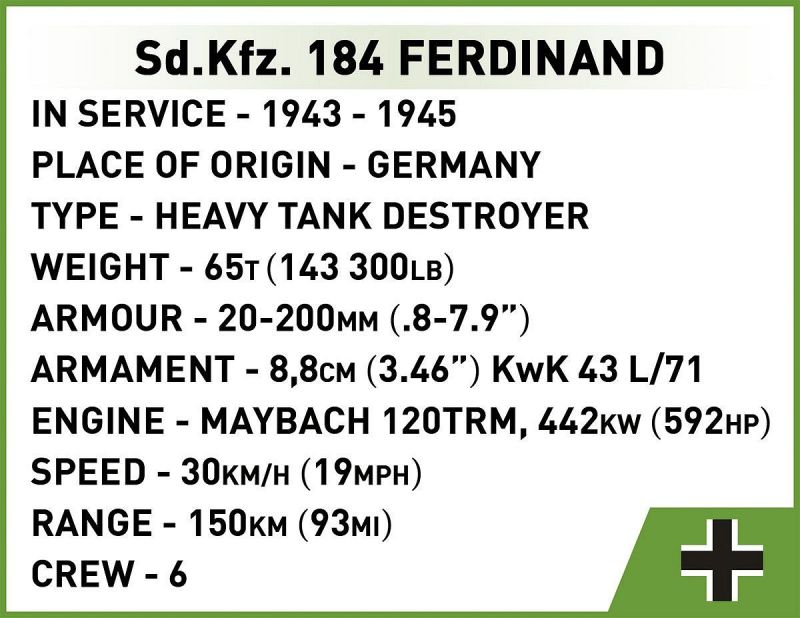 COBI Stavebnica HC WW2 Sd.Kfz. 184 Ferdinand (COBI-2583)