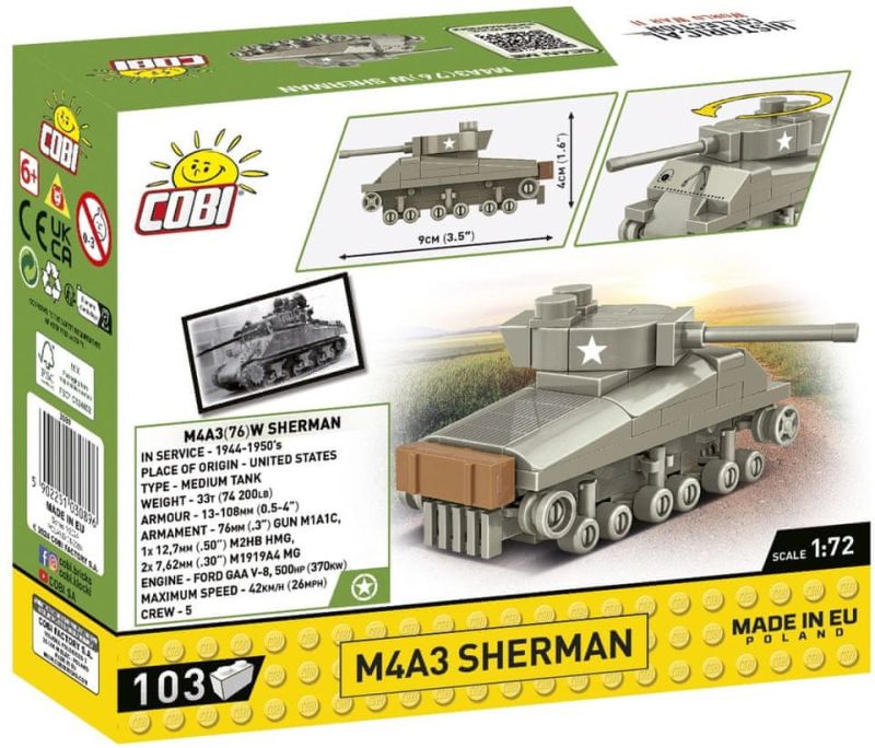 COBI Stavebnica HC WW2 M4A3 Sherman 1:72 (COBI-3089)