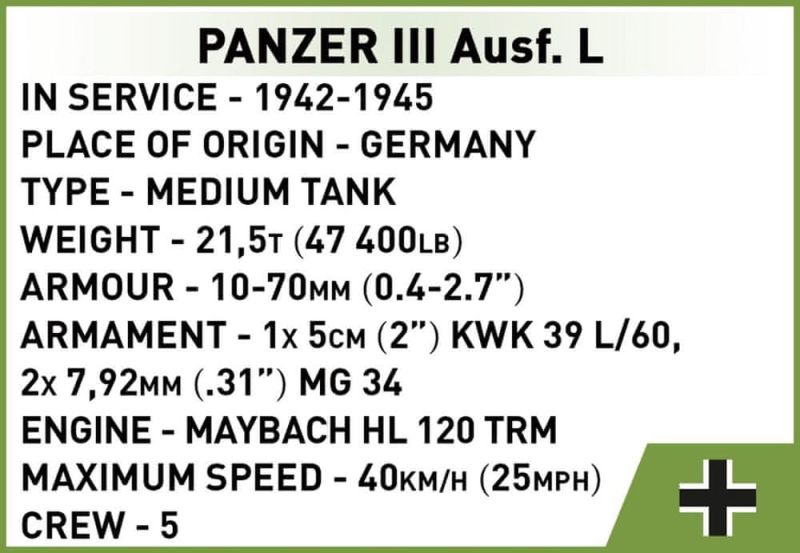 COBI Stavebnica HC WW2 Panzer III Ausf.L 1:72 (COBI-3090)