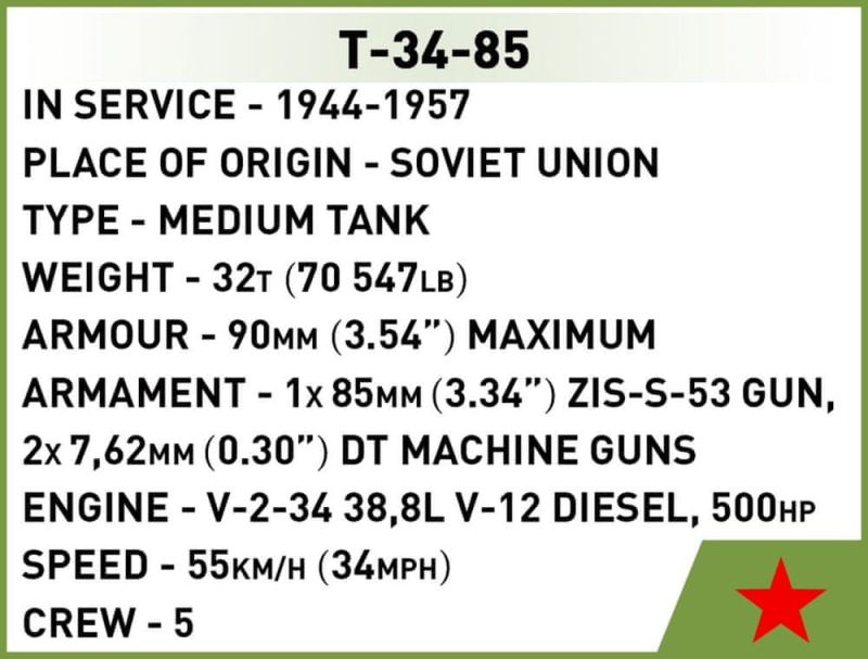 COBI Stavebnica HC WW2 T-34-85 1:72 (COBI-3092)