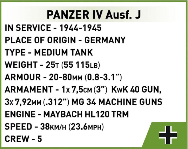 COBI Stavebnica HC WW2 Panzer IV Ausf. J 1:72 (COBI-3097)