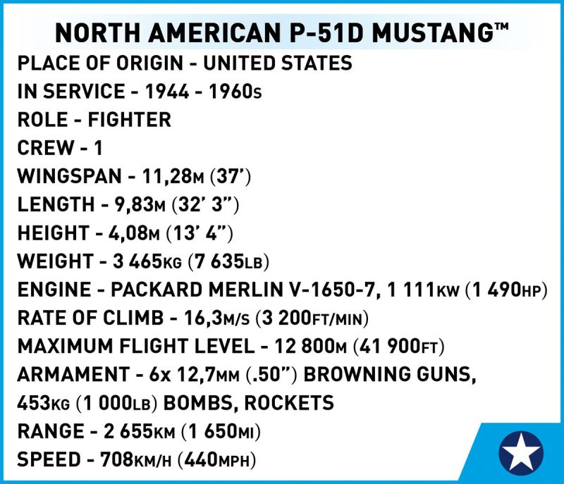 COBI Stavebnica HC WW2 North American P-51D Mustang (COBI-5860)