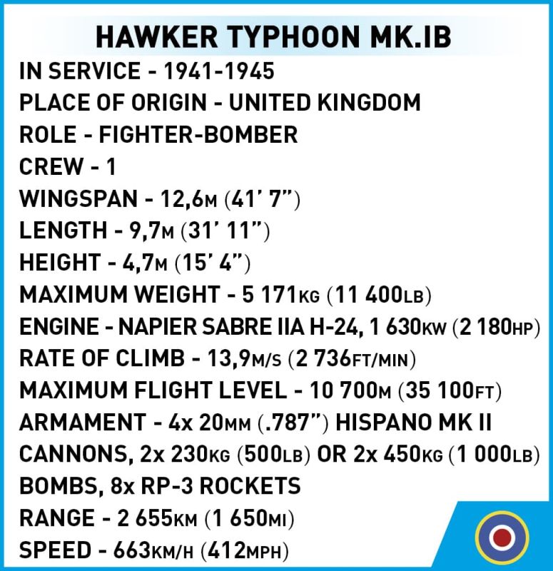 COBI Stavebnica HC WW2 Hawker Typhoon Mk.1B (COBI-5864)