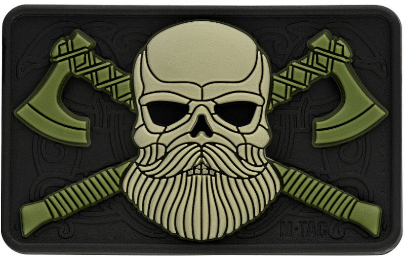 M-TAC 3D PVC Nášivka/Patch Bearded skull - black / olive (51113201)