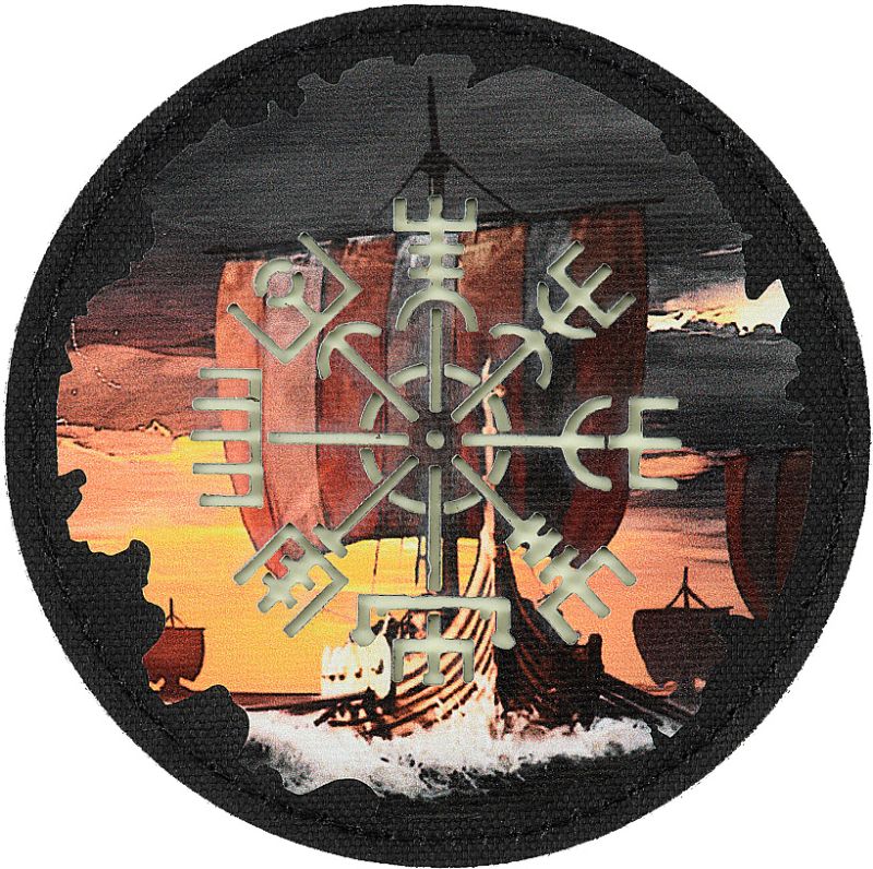 M-TAC Textilná Nášivka/Patch Vegvisir/Drakkar Round - black / GID (51293299)