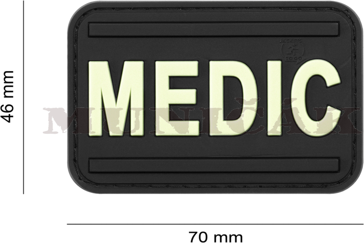 JTG 3D PVC Nášivka/Patch Medic Glow in the Dark - čierna