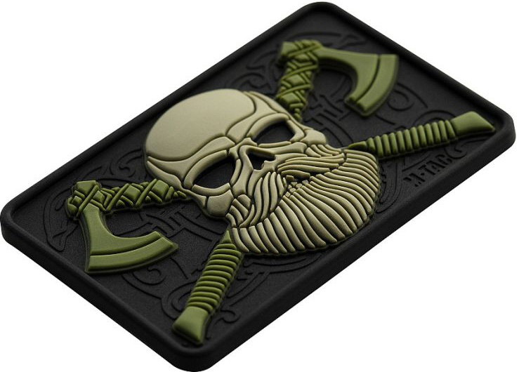 M-TAC 3D PVC Nášivka/Patch Bearded skull - black / olive (51113201)