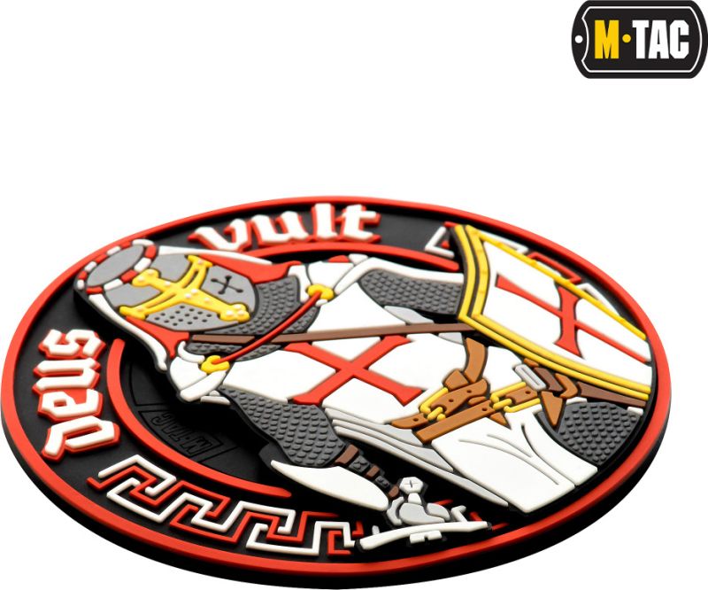 M-TAC 3D PVC Nášivka/Patch Deus Vult - white / red (51116000)