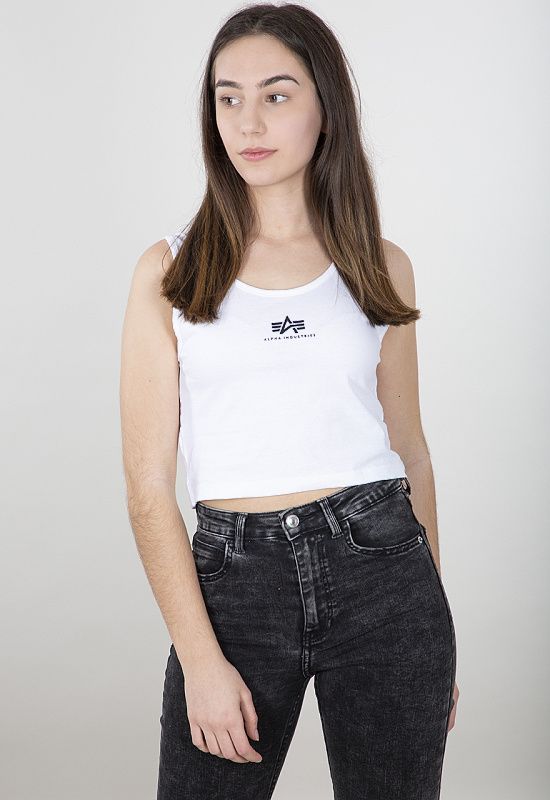 ALPHA INDUSTRIES Dámske tielko Basic Crop-Tank SL - biele (116079/09)