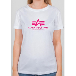 ALPHA INDUSTRIES Dámske tričko New Basic T Wmn Neon Print - white/neon pink (196051NP/475)