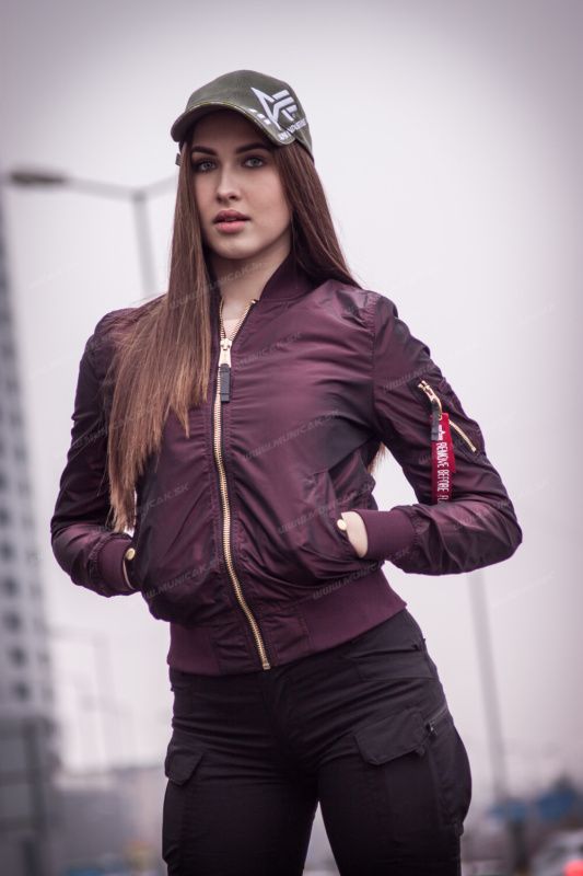 ALPHA INDUSTRIES Dámska bunda MA-1 LW PM Iridium - burgundy (176002/184)