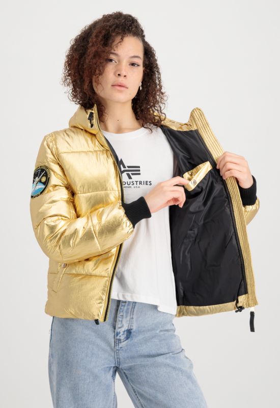 ALPHA INDUSTRIES Dámska bunda Hooded Puffer NASA - gold (128007/145)