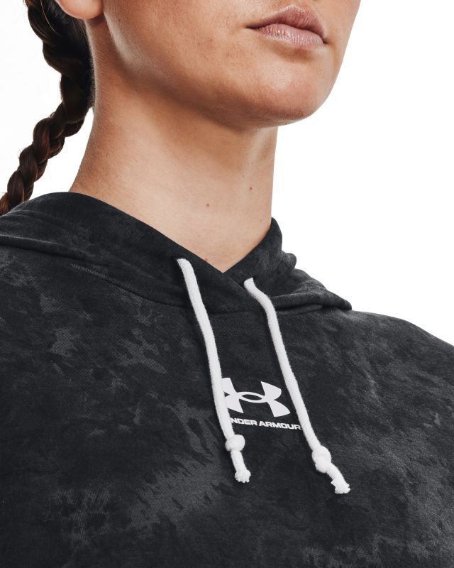 UNDER ARMOUR Dámska mikina Rival Terry Print Hoodie - čierna (1373035-001)