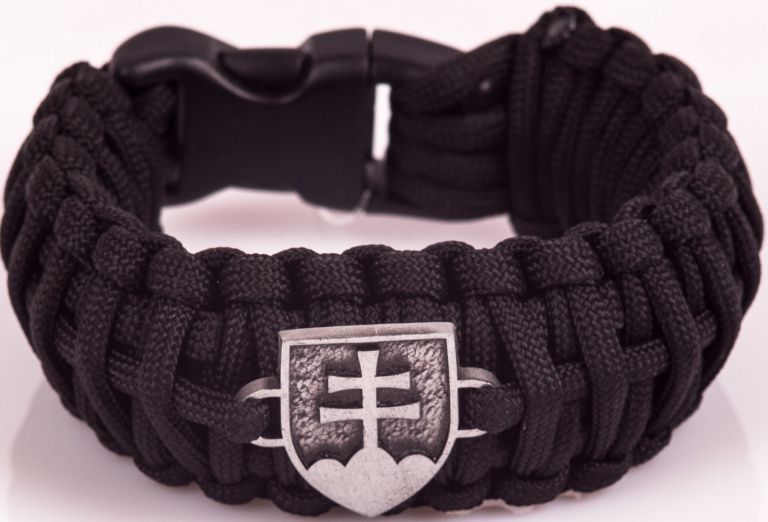 Paracord náramok King Kobra, SK znak, v1 - čierny