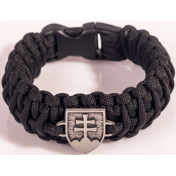 Paracord náramok King Kobra, SK znak, v2 - čierny