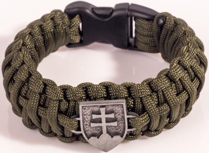 Paracord náramok King Kobra, SK znak, v2 - olivový