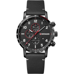 WENGER Hodinky Attitude Chrono / kožený remienok - black / black (01.1543.106)