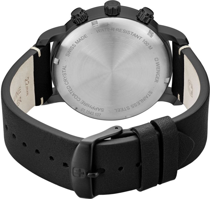 WENGER Hodinky Attitude Chrono / kožený remienok - black / black (01.1543.106)