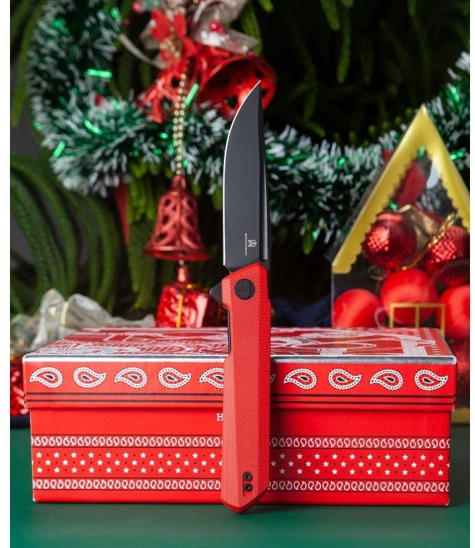 BESTECH Zatvárací nôž DUNDEE LinerLock Black - red (BMK01L)